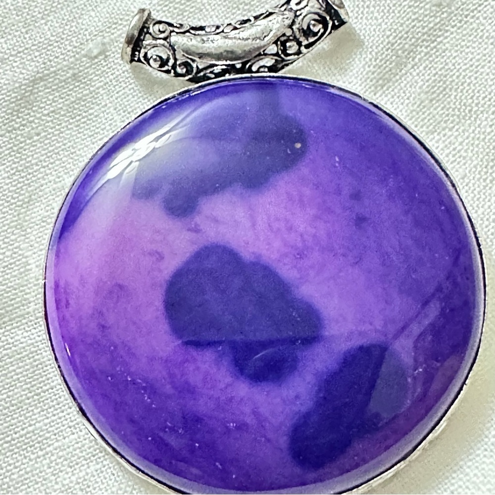Artisan handcrafted Jewelry Pendant Purple DYED AGATE Art to Wear